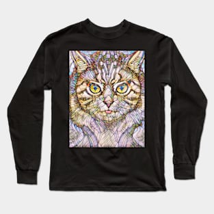 A Cat and An Owl Mosaic Mash-Up Long Sleeve T-Shirt